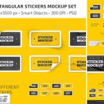 طرح لایه باز موک آپ استیکر مستطیلی – Rectangular Stickers Mockup Set
