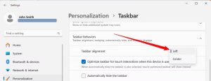 TaskbarToLeft4 300x116 - آموزش تغییر در محل آیکون های تسکبار ویندوز 11